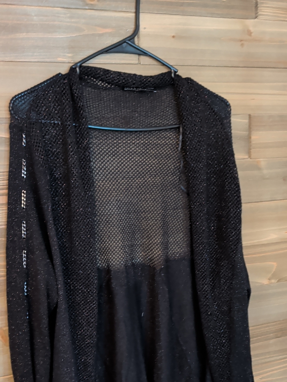 Rock & Republic Black Open-Front Lightweight Knit Sweater